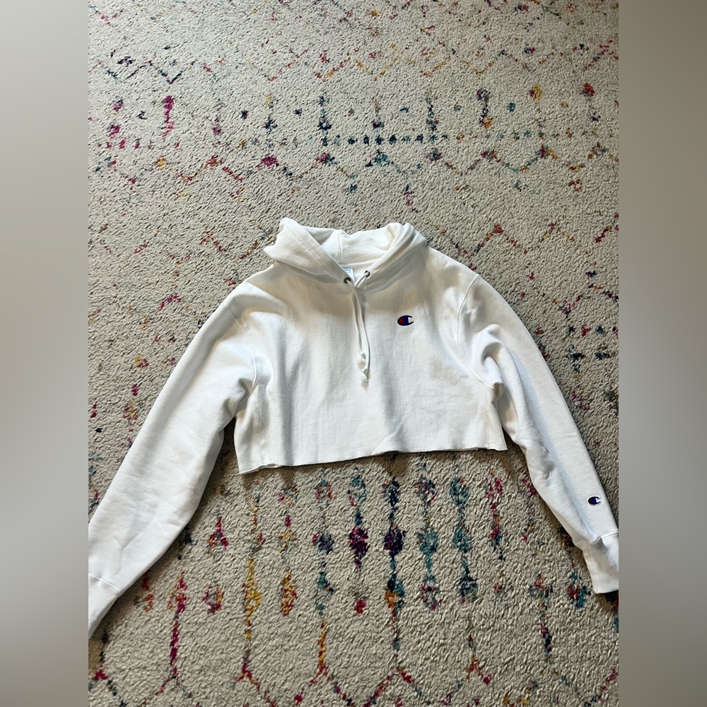 White Cropped Hoodie